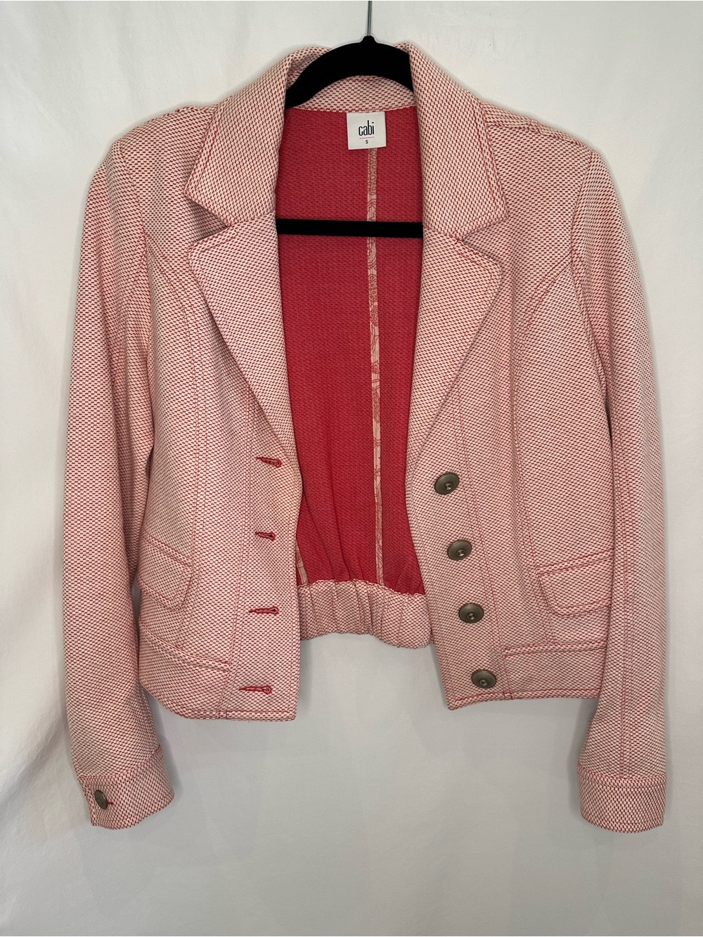 CAbi Pink Textured Cropped Blazer Jacket